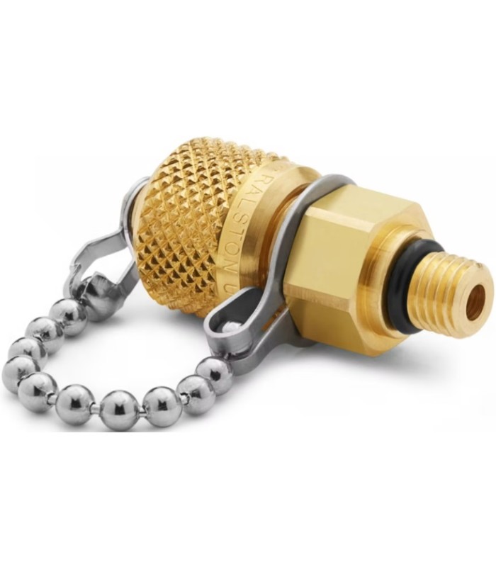 Ralston QTHA-5SB0 Male Quick-Test x 5/16"-24 Male SAE Adapter with Cap and Chain (Brass)